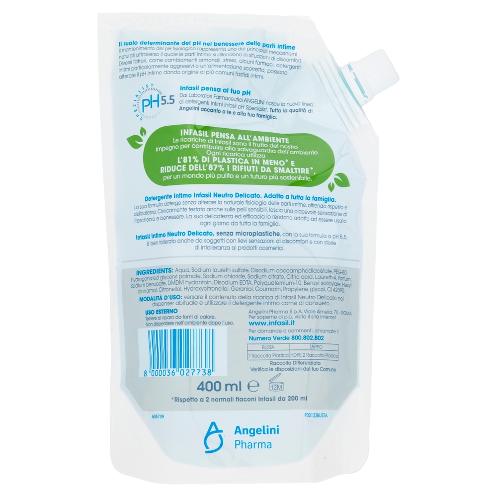 infasil pH Specialist 5.5 Intimo Neutro Delicato Ricarica 400 ml